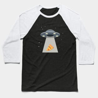 Alien Pizza Abduction Spaceship Baseball T-Shirt